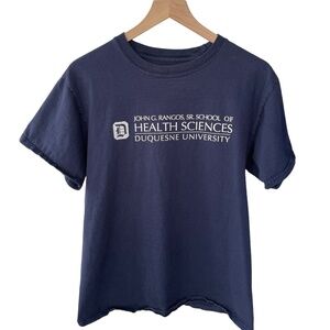 Hanes Duquesne University Crew Neck Short Sleeve Shirt Health Sciences Top Navy